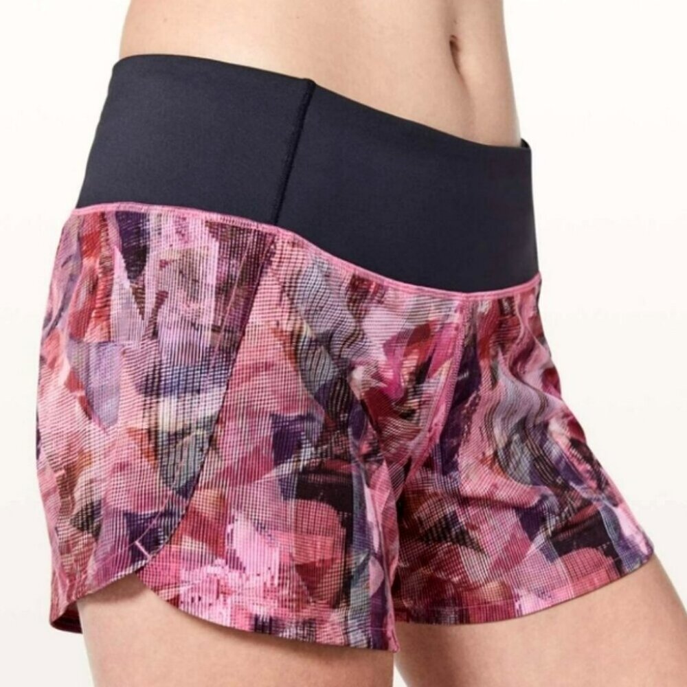 Lululemon Women's Run Times Short II Sun Dazed Multi Pink Dark Black 4" Inseam 4